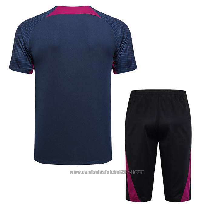 Fato de Treino Paris Saint-Germain Manga Curta 2023-2024 Azul - Calcas Curta
